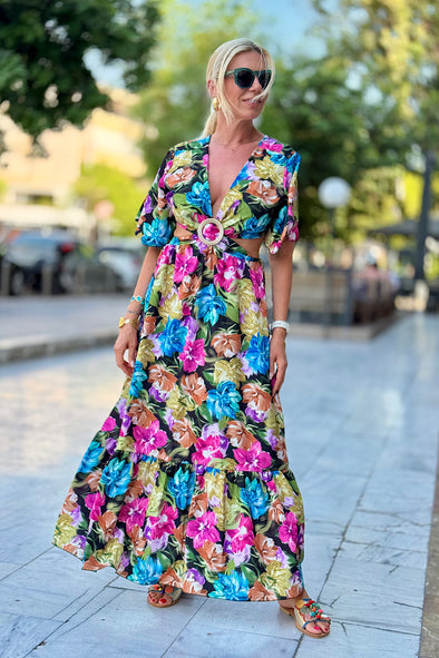 ΦΟΡΕΜΑ FLORAL ΜΕ ΑΝΟΙΓΜΑ ΣΤΗΝ ΜΕΣΗ