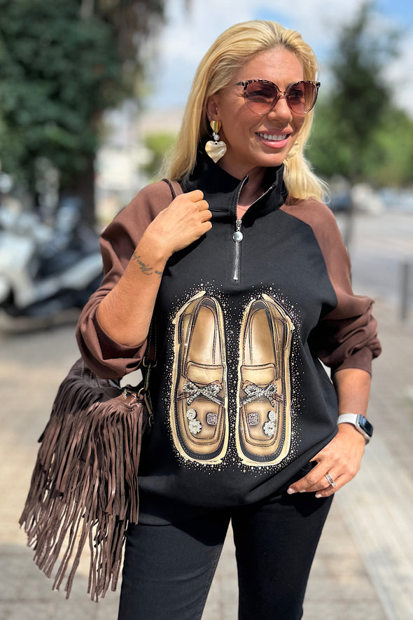 ΜΠΛΟΥΖΑ ΦΟΥΤΕΡ ΜΕ ΠΑΠΟΥΤΣΙΑ STRASS