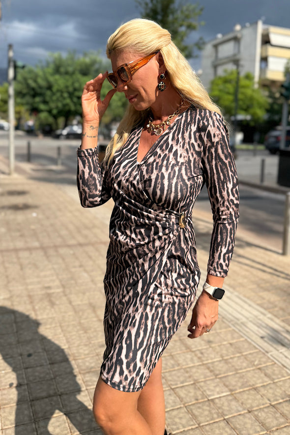 ΦΟΡΕΜΑ MIDI KPOYAZE ANIMAL PRINT
