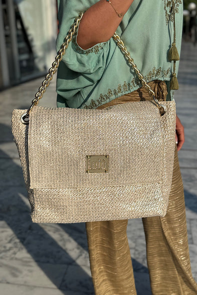 ΤΣΑΝΤΑ RAFFIA ΜΕ ΑΛΥΣΙΔΑ