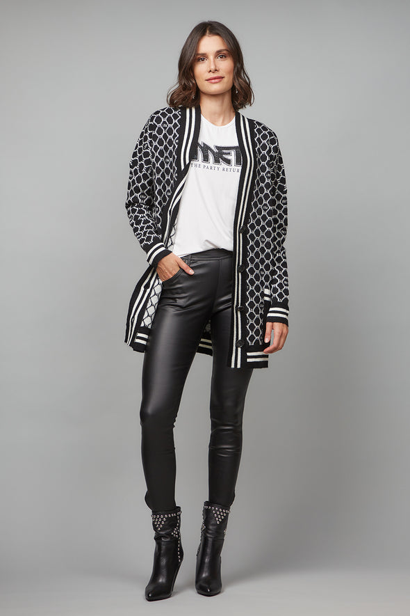 BLACK AND WHITE CARDIGAN, COSY AND COOL